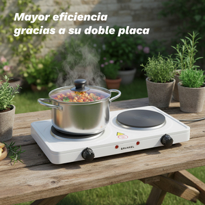 Piano Cottura Elettrico Doppio Grunkel 2500W Bianco 2 Fuochi 5 Livelli di Potenza - Product Image 4