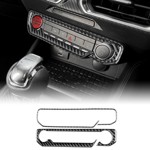 Fibre de carbone pour 2024-2025 <span class=keywords><strong>Ford</strong></span> <span class=keywords><strong>Mustang</strong></span> <span class=keywords><strong>GT</strong></span> accessoires intérieurs véritable autocollant souple contrôle Central étoile bouton LHD RHD voitures - Product Image 2