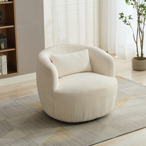 Fauteuil d'appoint moderne 360A °   Fauteuil pivotant rembourré avec dossier incurvé et rembourrage en coton pour salon, mobilier de maison - Product Image 1