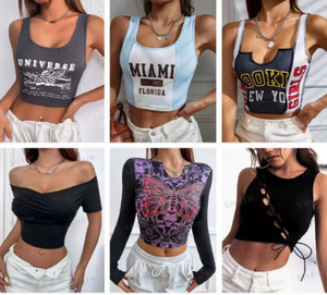 Áo kiểu SHEIN gợi cảm dành cho nữ 2025, bán chạy xuyên biên giới, áo crop top, áo thun, đại lý tìm nguồn hàng Quảng Châu - Product Image 2