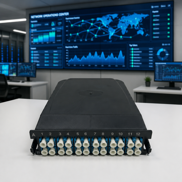 Skylynn MPO 12x LC Duplex Fiber Breakout Cassette Module Singlemode 0.9mm Fanout Rack Mountable for Telecom FTTH 5-Year Warranty