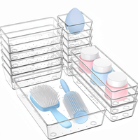 Boîte de rangement pour tiroir, 25 pièces, 4 tailles, adaptée à la salle de bain, à la commode, à la cuisine et au bureau, boîte de rangement en plastique transparente