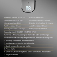 Écouteurs Bluetooth mono K65 avec clip cravate, câble rétractable, pour bureau, mains libres, conduite et cyclisme