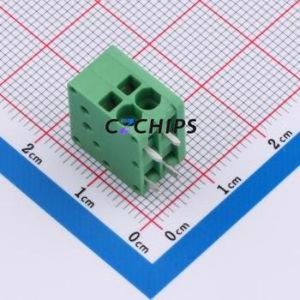 DB241R-3.5-2P-GN Spring Terminal Block Bent Lead Through Hole,P=3.5mm Connector 1x2P 3.5mm Green 2P - Product Image 1