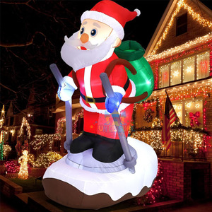 Décorations de jardin de Noël gonflables avec lumières LED, Père Noël sur <span class=keywords><strong>ski</strong></span> géant de 9,25 pieds pour la décoration des fêtes - Product Image 2