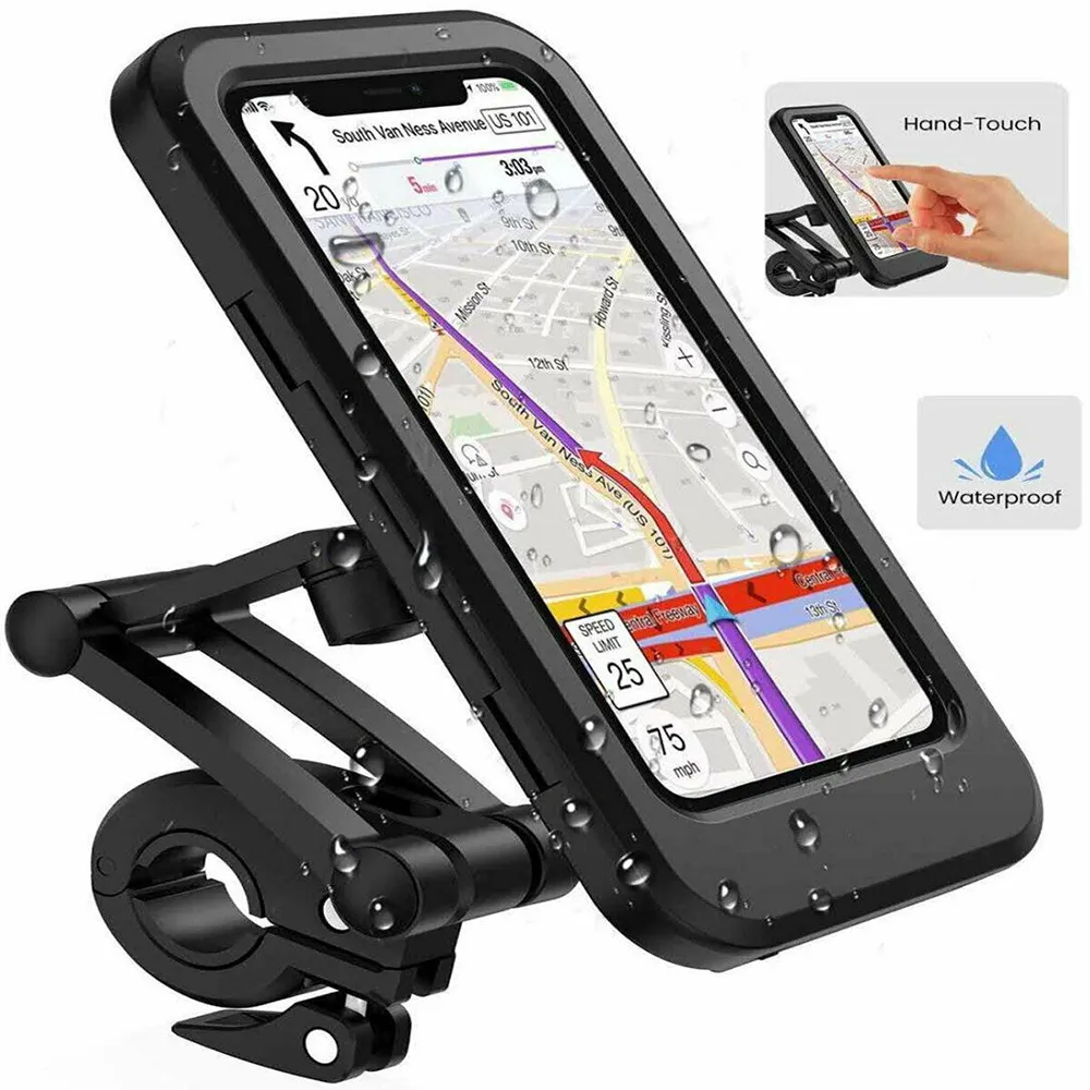 New Waterproof Bicycle Phone Holder Adjustable Universal Bike Motorcycle Handlebar Cell Phone Support Mount Bracket for iPhone