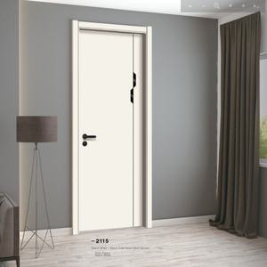 Porte de chambre moderne bicolore en bois massif Porte intérieure en cristal de carbone personnalisée étanche à l'humidité avec fonction antivol - Product Image 3