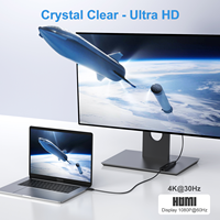 Hub USB-C 6-en-1 de 60 cm (2 pieds) avec ports HDMI, 2 USB 3.0, lecteur de carte TF, audio et PD pour ordinateur portable