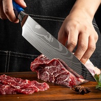 10 Parça Şef Bıçağı 4Cr Serisi Çelik Şam Desenli Reçine Saplı Mutfak Meyve Bıçağı Japon Tarzı Santoku Çok Amaçlı Bıçak Seti