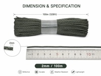 Micro-paracorde réfléchissante de 2 mm, 100 lb, 328 pieds, cordon en nylon tressé haute visibilité pour la fabrication de bracelets, le camping, la survie, le bricolage