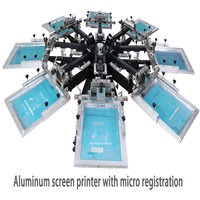 8 couleur 8 stations d'impression en aluminium d'écran d'impression manuelle d'écran écran machine d'impression de vêtement