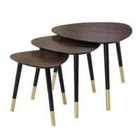 Ensemble de 3 tables basses gigognes multifonctionnelles en bois d'hévéa, design moderne et minimaliste, avec rangement, pliables, pour la maison