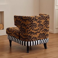 Französischer Stil Stoffbezogener Umhüllender Faulenzerstuhl - Massivholz Einzelsofa Relaxsessel für Wohnzimmer
