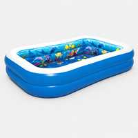 Piscine rectangulaire en PVC à 2 anneaux, motif monde sous-marin, vente en gros d'usine, pour enfants, divertissement aquatique