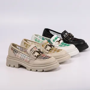 2023 New Fashion Plaid Woman Loafers Slip On Shoes Comfortable Platform Loafer Shoes For Women