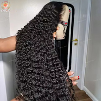 Perruque bouclée brésilienne 100 % cheveux humains birmans noirs, pré-épilée, avec dentelle frontale 13x4, tailles 13*4, 5*5, 4*4