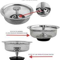 Crépine universelle en acier inoxydable pour évier de cuisine, bouchon de vidange moderne anti-colmatage, filtre attrape-restes pour éviers standard US/UK/EU