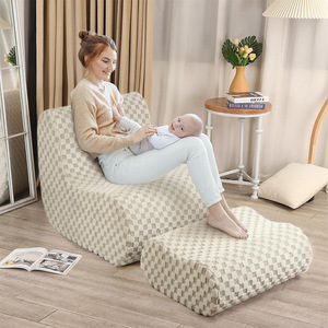 Customized Fabric Beanbag Sofa Cover Removable Checkered Pattern Living Room Bedroom Tatami Single Folding Recliner - Product Image 4
