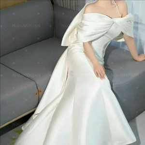Modest Big Bow <span class=keywords><strong>Satin</strong></span> Vestido De Noiva <span class=keywords><strong>Capes</strong></span> Plissado Destacável Noiva Casacos Simples Evening Wrap Shrugs Acessórios Bowtie - Product Image 3