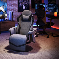 Fauteuil inclinable moderne haut de gamme en tissu, idéal pour le bureau ou le gaming, avec appui-tête inclinable et porte-gobelet intégré