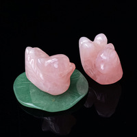HZ HZ Artisanat en cristal spirituel, cristal de quartz rose naturel, canard mandarin pour cadeau de la Saint-Valentin