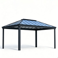 Hoge kwaliteit gazebo pergola met gemotoriseerd lamellen dak, waterdicht met zonwering voor balkon & tuin terras 3x4m