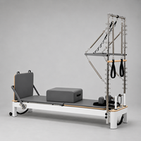 AUGER Reformer de Pilates Commercial avec Tour, Boîte d'assise, Planche de saut et Résistance à ressort réglable, Équipement de studio