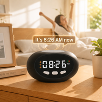 Réveil numérique intelligent moderne avec enregistrement vocal, horloge analogique-numérique, lumière de réveil électronique et son pour enfant