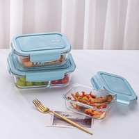 Hoge borosilicaat glazen lunchbox huishoudelijke bentobox magnetronbestendige compartimenten bewaardoos met deksel