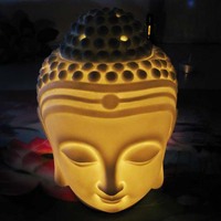 Pemanas Lilin Teh Keramik Besi, Pembakar Minyak Esensial Buddha, Aromaterapi, Lilin Aroma, Lampu Pemanas Lilin Teh Grosir
