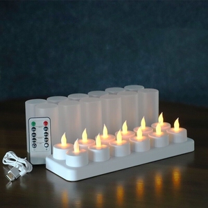 Paquet de 12 pièces télécommandées <span class=keywords><strong>Rechargeable</strong></span> scintillant sans flamme chauffe-plat <span class=keywords><strong>Led</strong></span> bougies <span class=keywords><strong>bougie</strong></span> électrique mariage église déco - Product Image 1