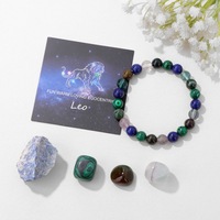 Pulsera de Amuletos del Zodíaco Vintage al por Mayor, 12 Signos, Piedras de Nacimiento, Amuletos de la Suerte, Joyería Unisex con Cordón Elástico