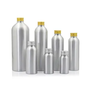 Aluminium 50ml 100ml 150ml Water Lotion Oils Empty Metal Packaging 250ml Silver Alum Bottle With Aluminium Screw Lid Cosmetic