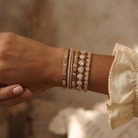 Ensemble de bracelets de plage étanches en acier inoxydable plaqué or 18 carats avec certificat CE ROHS, bijoux d'été en forme de cœur pour femmes, cadeau fête des Mères