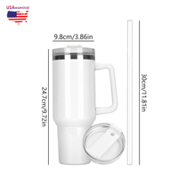 Lot de 20 gobelets isothermes de 40 oz avec poignée, en acier inoxydable, vierges pour sublimation, bouteilles d'eau et tasses de voyage – Entrepôt USA