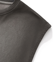 Camiseta sin mangas extragrande de tela de algodón con lavado ácido y logotipo personalizado de alta calidad de 230GSM para hombre