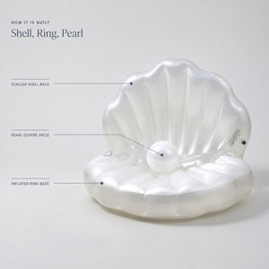 Bouée gonflable en forme de coquille, blanche nacrée, en PVC, pour adultes, pour la plage, le lac, la <span class=keywords><strong>piscine</strong></span> - Product Image 3
