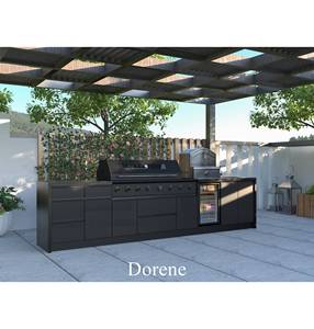2025 Dorene siyah yüksek kalite fabrika fiyat komple ızgara ve buzdolabı ile özelleştirilmiş açık mutfak - Product Image 2