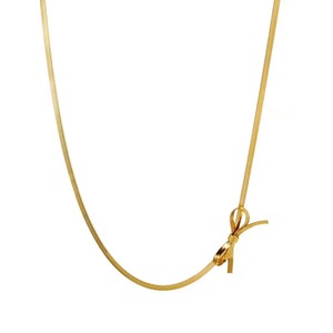 Collana a Croce Impermeabile Trendy in Acciaio Inossidabile Placcato Oro 18K con Catena a Serpente e <span class=keywords><strong>Nodo</strong></span> a Fiocco per Donna, Ideale per Matrimoni e Feste - Product Image 3