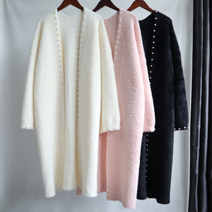 Nova Moda Outono Inverno Roupas De Malha Senhoras Maxi Longo Outono Roupas Casuais Cardigan Beading <span class=keywords><strong>Sweater</strong></span> Casacos Das Mulheres Jaqueta - Product Image 1
