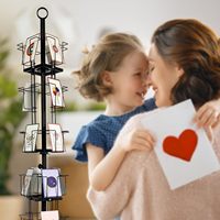 Présentoir de comptoir rotatif à 360° à 24 poches pour cartes de vœux, en métal thermolaqué, pour cartes postales, couleurs personnalisables