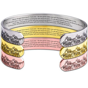 กำไลข้อมือสแตนเลสสตีลสลักเลเซอร์ขนาด 10 มม. พร้อมข้อความสร้างแรงบันดาลใจ "อย่าลืมฉันรักคุณ" - Product Image 1