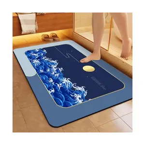 Impression séchage rapide tapis de bain tapis de sol pour la maison tapis de salle de bain salle de bain tapis antidérapant salle de bain tapis absorbant l'eau diatomée