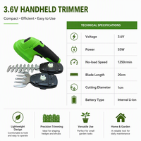 Taille-haie industriel sans fil 3.6V 7.4V 21V léger rechargeable, coupe-bordures portatif pour l'entretien des jardins et le bricolage