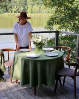 Nappe ronde vert sauge 132, taille personnalisée, nappe ronde vert chasseur 130, nappes rondes de 90 pouces
