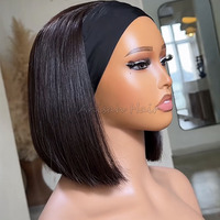 Perruque bandeau sans colle en cheveux humains brésiliens, longue et droite, fabriquée à la machine, prête à porter pour femmes noires