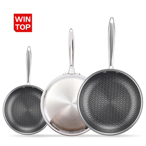 Ustensiles de cuisine en métal à trois couches en acier inoxydable et poêle à frire antiadhésive avec revêtement céramique, design nid d'abeille, best-seller - Product Image 6