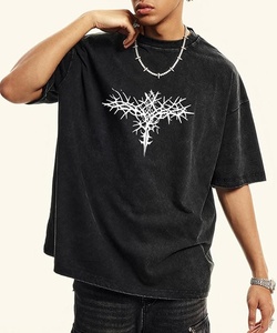 Camiseta de Algodón Grueso de 230 g/m² con Lavado Ácido, Logotipo Personalizado, Estilo Vintage, Streetwear, Camisetas Gráficas de Gran Tamaño - Product Image 3