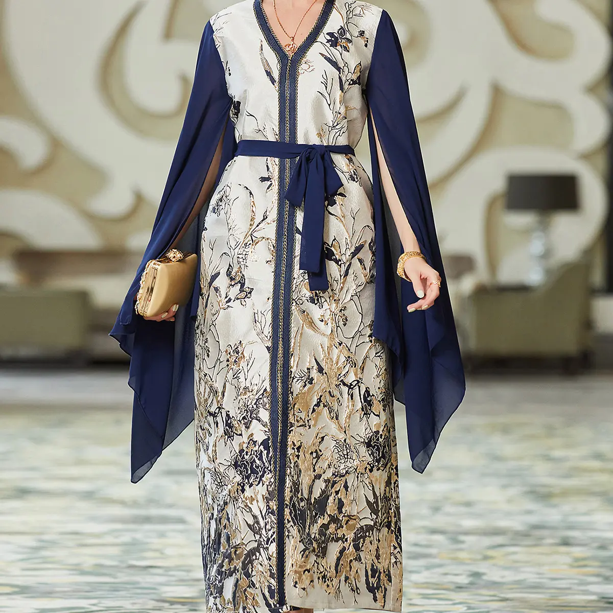 BA3175 gaun Maxi Muslim trendi baru sederhana Abaya mewah Lebaran Ramadan Dubai Kaftan