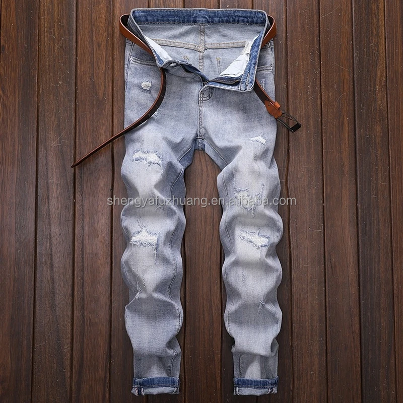 Men's Jeans Plus Size Zipper Jean Denim Pant Men's Skinny Boy's Trousers Fashion Ripped Wash Distressed Jeans For Mens
